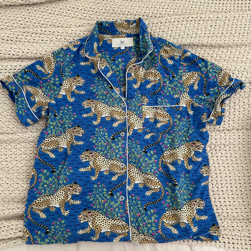 Printfresh Blue Leopard Print Pajama Set